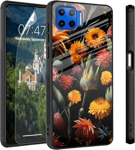 Vista 55 de Funda para Motorola Moto Edge 2022, cubierta trasera de vidrio templado con protector de pantalla, funda protectora a prueba de golpes para Motorola
