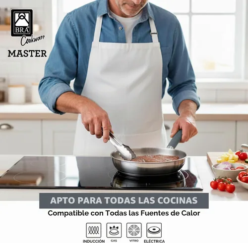 Vista 5 de BRA COOKWARE Master - Sartén de acero inoxidable de 8 pulgadas