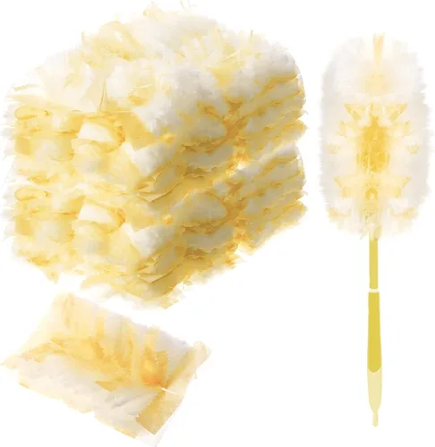 Vista 16 de Vesici 50 piezas de repuesto de plumero compatibles con Swiffer Dusters, repuesto desechable a granel grueso con 1 mango resistente para limpieza