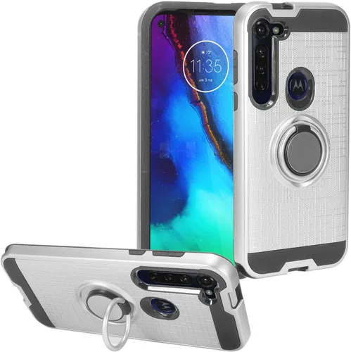 Vista 10 de Para Motorola Moto G Stylus XT2043, Moto G Power XT2041 (versión 2020) - Funda híbrida con soporte de anillo - RS2 Gris