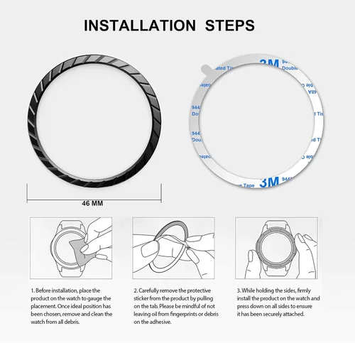 Vista 4 de BaiHui - Anillo de bisel compatible con Galaxy Watch de 1.81 pulgadas / Galaxy Gear S3 Frontier y anillo bisel clásico, cubierta de protección