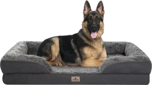 Vista 29 de Cama Sofá Ortopédica para Perros de Tamaño Grande con Soporte de Espuma de Huevo, Cojines Reforzados de Cuatro Lados, Tela Suave Resistente al