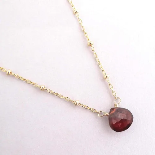 Vista 18 de Collar con colgante de piedra natal con piedra preciosa genuina, relleno de oro de 14 quilates, 18 pulgadas