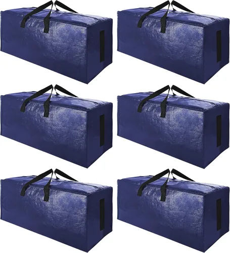 Vista 18 de SWEET DOLPHIN Paquete de 8 bolsas de mudanza resistentes de 200 libras con asas envolventes, bolsas de almacenamiento extra grandes para ahorrar