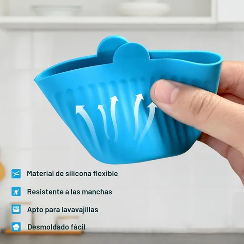 Vista 5 de Tazas de silicona para hornear, moldes antiadherentes para magdalenas y tartas