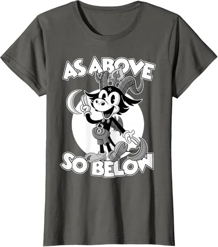 Vista 8 de Camiseta de dibujos animados retro de Baphomet Pagan As Above So Below, Negro, S