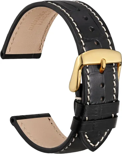 Vista 43 de WOCCI - Correas para reloj de cuero italiano, grano de cocodrilo en relieve, elige color y ancho 14 mm 18 mm 19 mm 20 mm 21 mm 22 mm, Negro