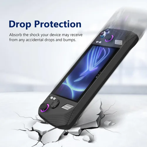 Vista 3 de Funda protectora de silicona para consola de juegos ASUS ROG Ally 2023, funda a prueba de caídas para ASUS Rog Ally 2023 (negro)