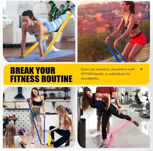 Vista 3 de Bandas de resistencia, bandas de ejercicio, bandas de terapia física para entrenamiento de fuerza, yoga, pilates, banda elástica de estiramiento