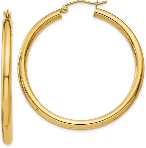 Vista 15 de Aretes de aro ligeros clásicos de 0.551 in en oro amarillo real de 14 quilates