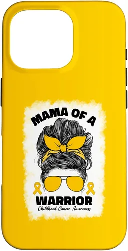 Vista 20 de Mama of A Warrior Messy Bun Mom Childhood Cancer Awareness Case for iPhone 17