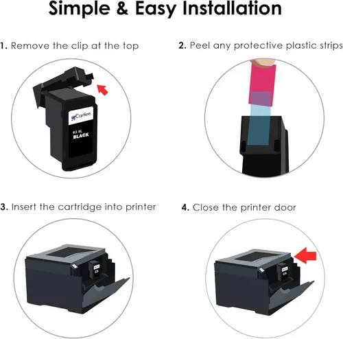 Vista 5 de Cartlee Cartucho de tinta remanufacturado de repuesto para HP 63XL 63 XL para impresoras HP Officejet 3830 Envy 4520 Officejet 4650 5258 5255 5200