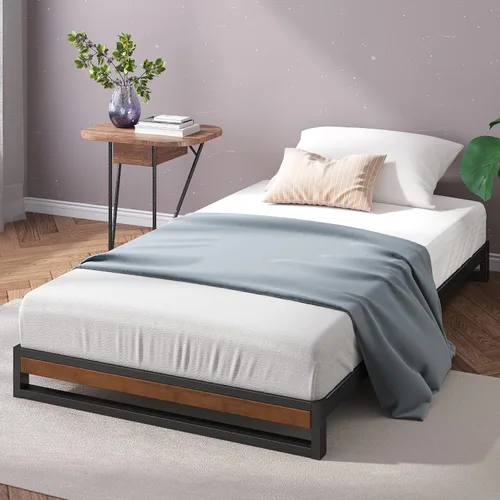Vista 10 de Zinus Suzanne - Cama de plataforma de 6 pulgadas sin cabecero, Acero Madera Contrachapado, Marrón