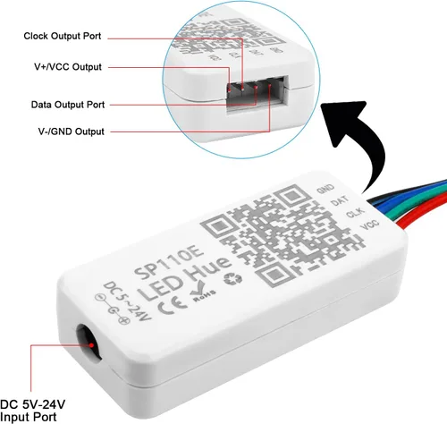 Vista 3 de Controlador LED Bluetooth SP110E para luces de tira LED WS2811
