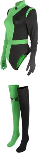 Vista 4 de brehiay Kim Possible Shego - Disfraz de cosplay para mujer, conjunto de bikini
