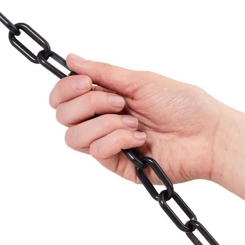 Vista 3 de Stockroom Plus Cadena negra para barrera de estacionamiento, eslabones de 100 pies y 1.5 pulgadas, cadena de seguridad de plástico para control