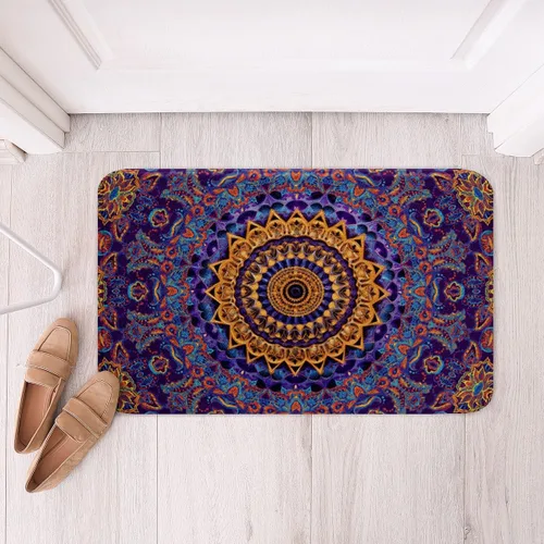 Vista 27 de Erosebridal Alfombras de baño vintage art decó, alfombra de baño antideslizante con medallón oriental rojo, 16 x 24 pulgadas, estilo bohemio, turco