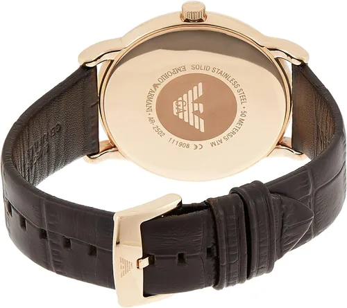 Vista 2 de Emporio Armani Men's Three-Hand Date Black Leather Watch
