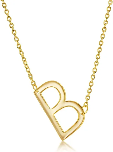 Vista 30 de Dainty Sideways Initial Necklace for Women – Sterling Silver or 14K Gold Plated 20mm Alphabet Letter Pendant