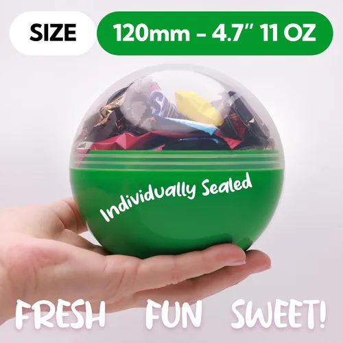 Vista 2 de Paquete variado de dulces en cápsula redonda gigante de color transparente – Surtido de dulces envueltos individualmente 20 piezas de 0.74 libras