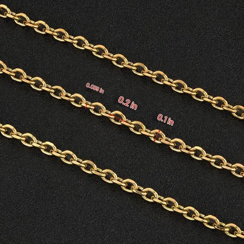Vista 3 de UMAOKANG - Cadenas de acero inoxidable chapadas en oro de 16.4 pies para fabricación de joyas 1.0 cable de oro
