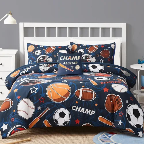 Vista 13 de Kaleido Space Juego de Edredón para Niños Tamaño Twin para Niños, Juego de Ropa de Cama de Juegos de Pelota que Brilla en la Oscuridad, 1 Edredón, 1