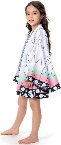 Vista 6 de Vaianie Kimono para niños, disfraz de cosplay, cárdigan, chaqueta, bata, capa de anime