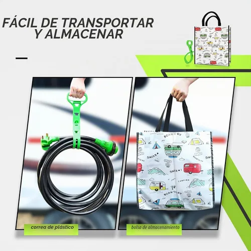 Vista 6 de Cable de extensión de alimentación con cerradura para autocaravana de 30 amperios y 10 pies TT-30P a L5-30R, mango fácil de enchufar, indicador