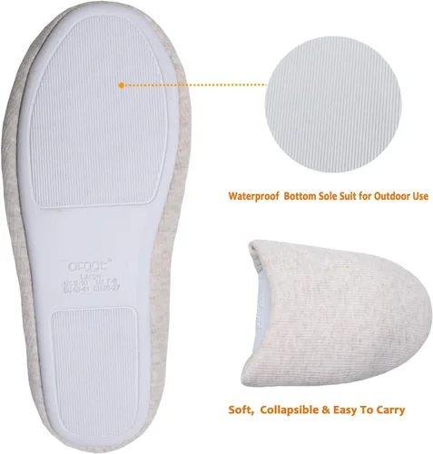 Vista 4 de ofoot Pantuflas de algodón lavables de espuma viscoelástica para mujer, para interiores, para dormir, para dormitorio, suela de goma antideslizante