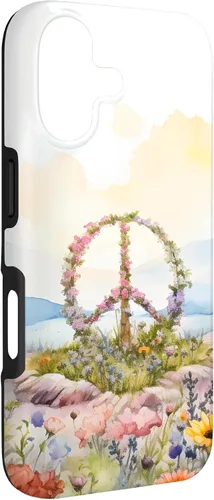 Vista 3 de Floral Peace Sign Watercolor Case for iPhone 17
