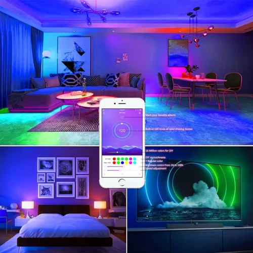 Vista 7 de Paquete de 1 controlador LED Sp110e para luces de tira LED Ws2812b Ws2811 WS2812B WS2811 Controlador Bluetooth LED direccionable App Control remoto