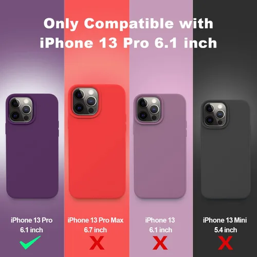 Vista 6 de Vooii Funda compatible con iPhone 13 Pro, silicona líquida a prueba de golpes con forro de microfibra antiarañazos, protección de cámara mejorada