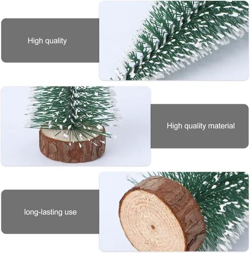 Vista 5 de Yardwe 18 piezas de mini árboles de Navidad artificiales de nieve helada árboles de Navidad botella de cepillo árboles para decoración de mesa