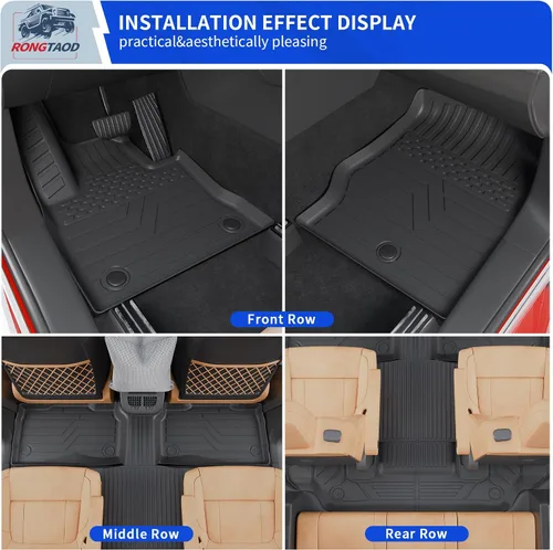 Vista 2 de Rongtaod Alfombrillas para suelo de 6 asientos compatibles con Ford Explorer 2020-2025 2026 con asientos de capitán, alfombrilla para maletero