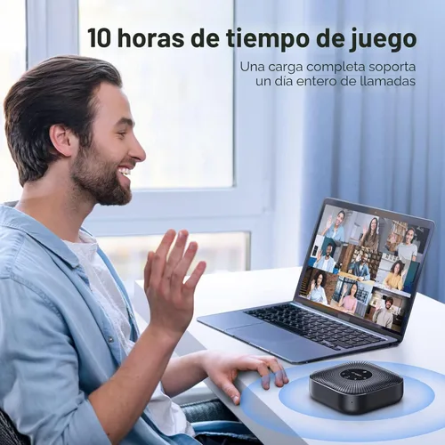 Vista 6 de EMEET Altavoz de conferencia M0 Plus, 4 micrófonos de IA con captación de voz 360°, reducción de ruido, altavoz USB C, altavoz de conferencia
