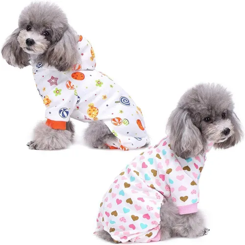 Vista 16 de s-lifeeling Disfraces de perro para chamarra para interiores y exteriores Mermaid Patrón cómodo cachorro pijamas suave perro Jumpsuit Camisa mejor