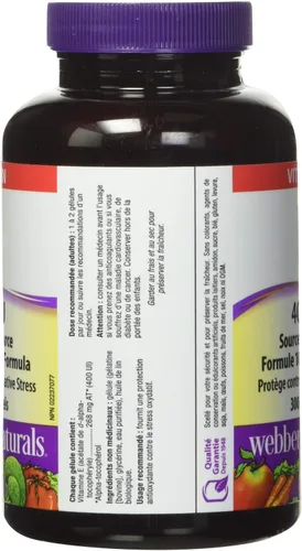 Vista 3 de Webber Naturals Vitamina E, 400 UI, 300 cápsulas blandas