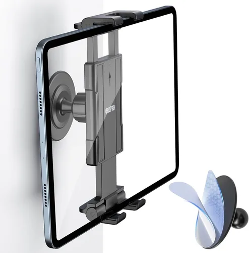 Vista 9 de OHLPRO Soporte de pared para tableta, soporte de pared para iPad con giro ajustable de 360°, soporte adhesivo 3M sin taladrar para cocina, oficina