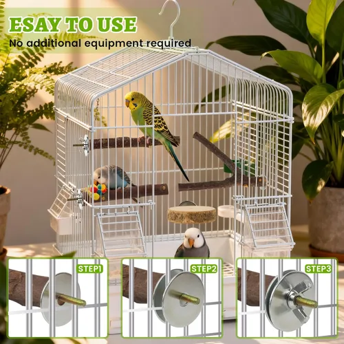 Vista 4 de Paquete de 8 perchas para pájaros, plataformas de madera de manzana natural, ramas de madera dura, accesorios para periquitos, cacatúas, tortolitos