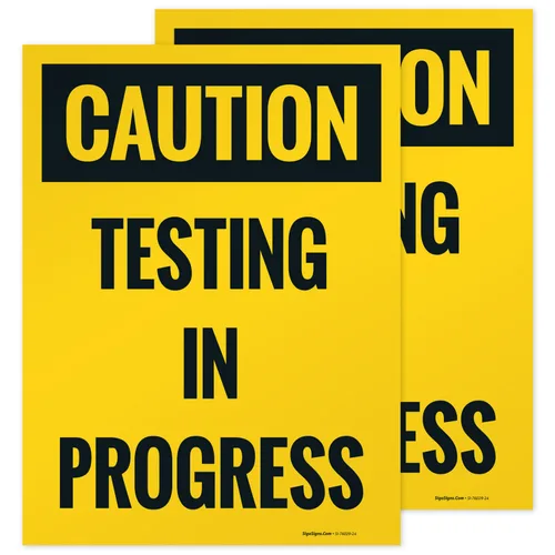 Vista 9 de Caution Testing in Progress Sidewalk Sign Kit, 10x16 Inches, Replacement Panels (2 Pack) Thick HDPS Plastic, Made in USA by Sigo Signs