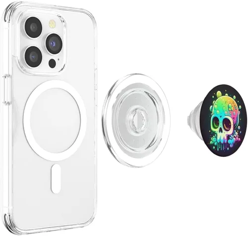 Vista 4 de Sugar Skull Synthwave Kawai Skull - PopSockets MagSafe PopGrip para iPhone