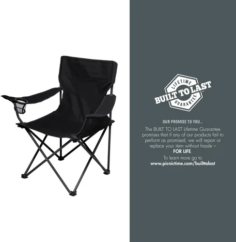 Vista 11 de PICNIC TIME NCAA PTZ - Silla de campamento, silla de picnic, silla de playa con bolsa de transporte (negro)