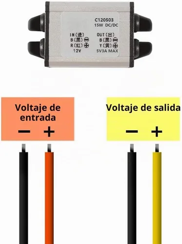 Vista 4 de Convertidor de 12 V a 5 V CC Voltaje de alimentación para automóvil, impermeable DC 6.3-22V 12V reductor a 5V 3A 15W Regulador de voltaje