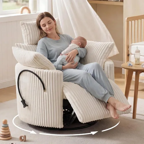 Vista 14 de Silla reclinable eléctrica de pana con USB y reposacabezas ajustable, color Corduroy-gris-eléctrico