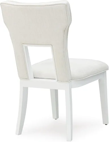 Vista 8 de Signature Design by Ashley Chalanna - Silla de comedor, juego de 2, respaldo moderno con corte glamuroso, marco de madera maciza con asiento Blanco