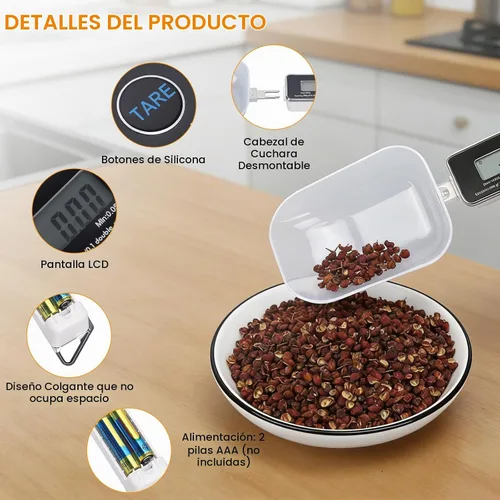 Vista 5 de Dioche Cuchara medidora digital, alta precisión de 0.00 oz a 17.64 oz de capacidad, con cucharas desmontables de 1.0 fl oz y 2.7 fl oz, función