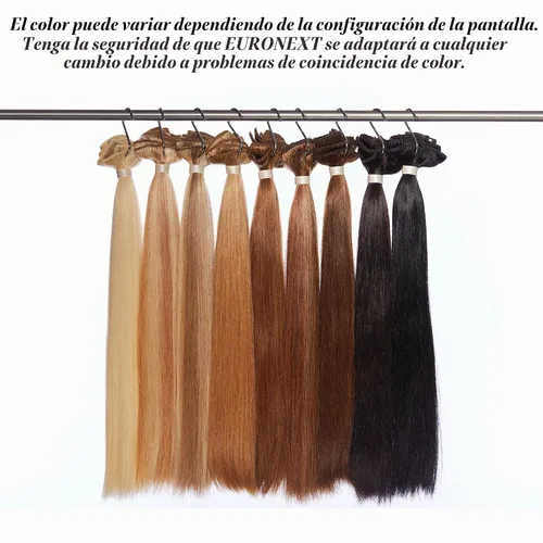 Vista 4 de Extensiones de cabello con clip, 100% cabello humano Remy, 14 pulgadas, lacio, rizado, negro Negro azabache
