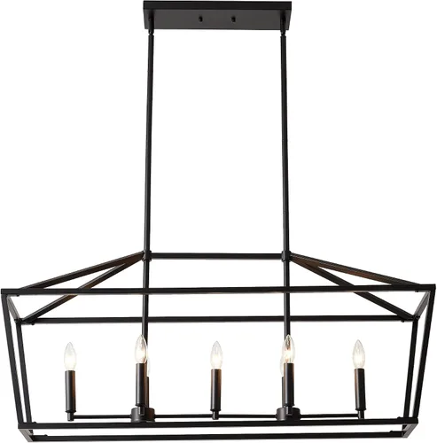 Vista 9 de XILICON Lámparas de Comedor Sobre Mesa, Lámpara de Araña de Granja Negra de 3 Luces, Lámpara Colgante Lineal Industrial Negra, Luces Colgantes