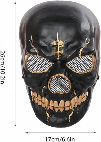 Vista 5 de NewL Máscara de calavera de terror con mandíbula movible para hombres 2024 Casco de cosplay aterrador de Halloween