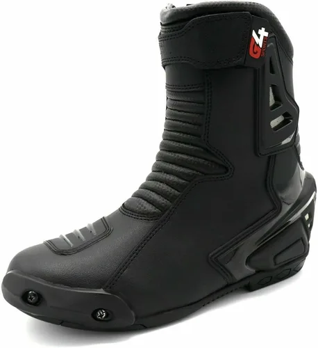 Vista 5 de Zapatos de moto de cuero real de alta tecnología para hombre, para motocicleta, carreras de deportes de motor, Negro